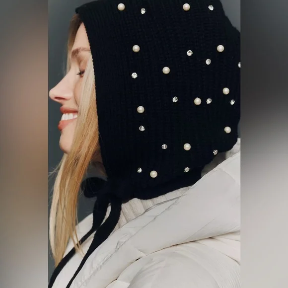 Anthropologie Black Pearl-Embellished Hat - Picture 2 of 16